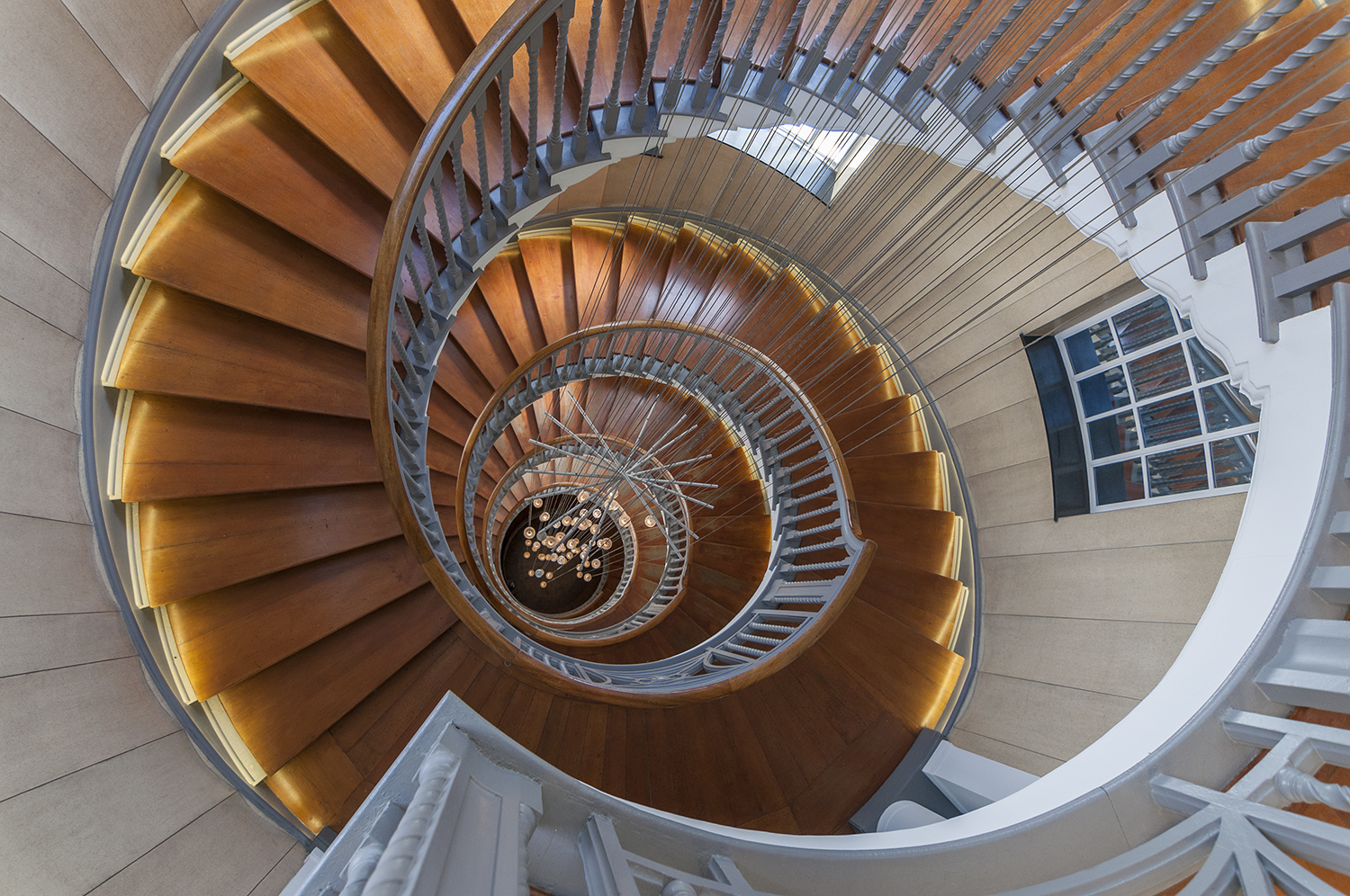 Spiral staircase shot from above (London)